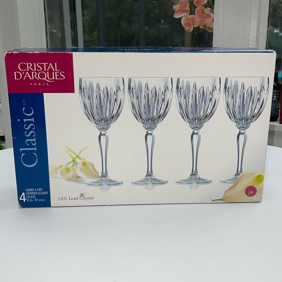 NWT Cristal D’Arques Set Of 4 Classic Goblet Wine Glasses - Picture 1 of 11